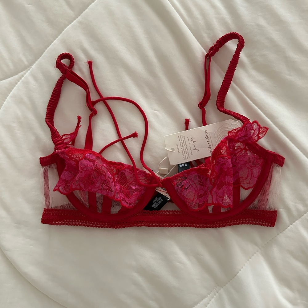For Love and Lemons Red Lace Bra